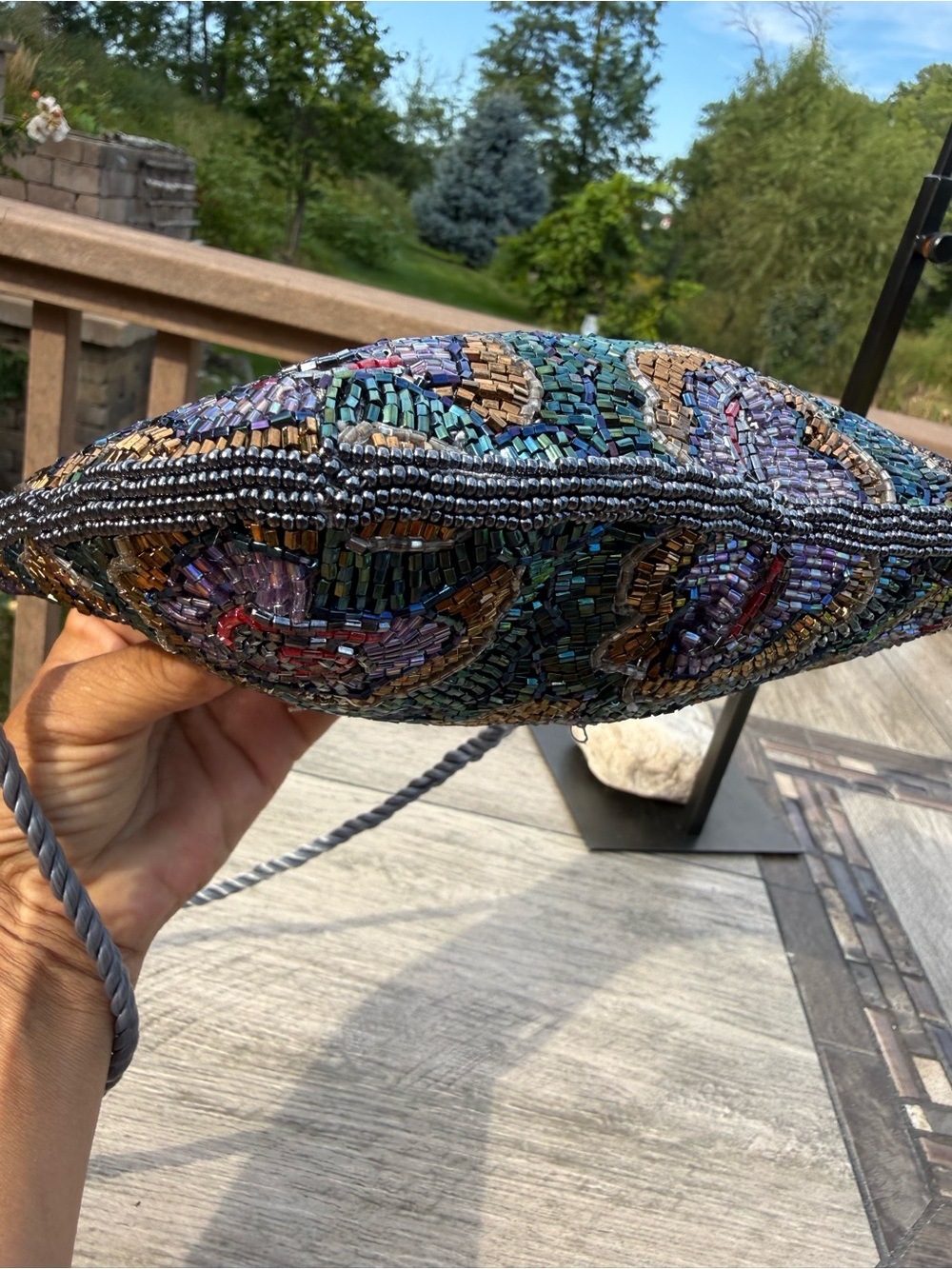 EUC Vintage seed bead Floral Scallop Hem Evening Bag - Picture 6 of 13